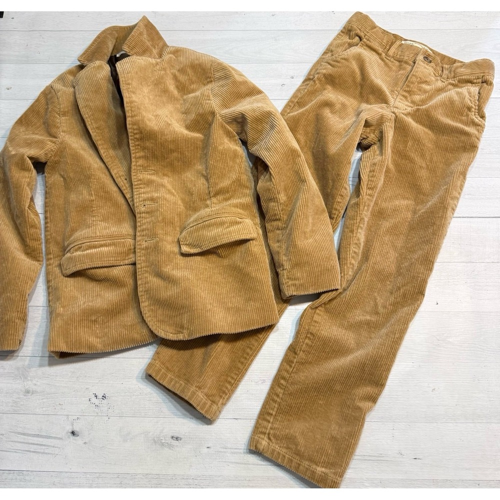 Hope & Henry kids tan corduroy suit set jacket 10 pants 8